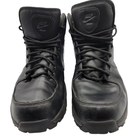 Nike Manoa Mens 9.5 Leather Triple Black Boots Outdoor Hiking 454350-003 main image 4